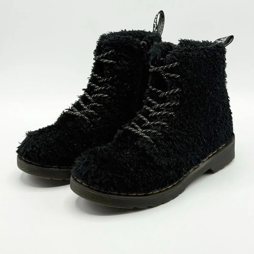Dr. Martens Kids' 1460 Pascal Tinsel Faux Fur Boots in Black - US Big Kids 1 / E